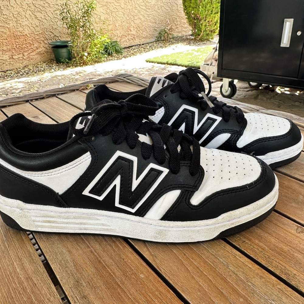 Sz M6.5/W8 New Balance 480 Leather Sneakers Good Condition Black/White